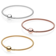 Silver 925 Original Moments Mesh Bracelets Bangle 17-21 cm For Women Anniversary Jewelry Gift