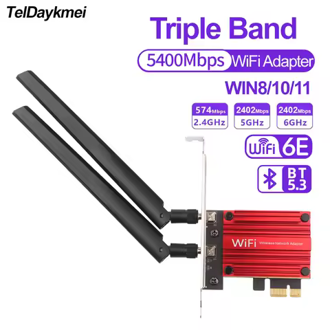 5374Mbps PCI-E WiFi 6E Triple Band Bluetooth 5.3 Adapter RTL8852CE Gigabit Wireless Network Card for