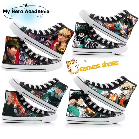 My Hero Academia high-top canvas shoes anime Izuku Midoriya student capplet shoes breathable and com