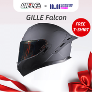 Gille Falcon Solid Full Face Helmet Dual Visor Double D Ring Lock Rider Helmet