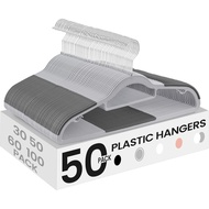 SONGMICS Pack of 50 Coat Hangers, Space-Saving Plastic Clothes Hangers, Non-Slip, 0.2 Inches Slim, 1