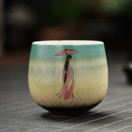 羊脂玉瓷茶杯白瓷主人杯仿手繪水杯琺瑯彩陶瓷專用杯大號單個杯
