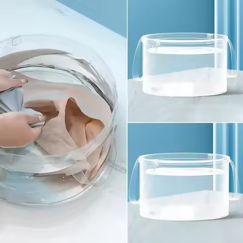 6.8L/12L Foldable Transparent Bucket Portable with Handle Laundry Basin Plastic Leak-proof Picnic Fr