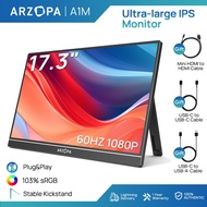 ARZOPA 17.3'' A1M Portable Monitor, 1080P FHD HDR IPS Laptop Computer Display HDMI USB C Gaming Moni