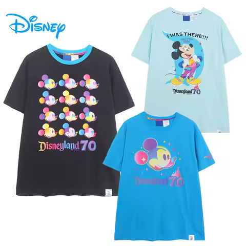 Disney 70th Anniversary T Shirt O Neck Short Sleeve Women Casual Loose Tshirt Top Disneyland Mickey 