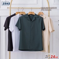 ZEKE A0005 Lapel Shirt Men Casual Plain Short Sleeve Men Shirt Korean style Fashion Polo Shirt Unsex