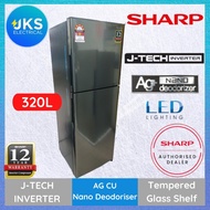 ⭂SHARP 320L J-TECH INVERTER 2 Door Fridge SJ326MSS Refrigerator Peti Sejuk Peti Ais