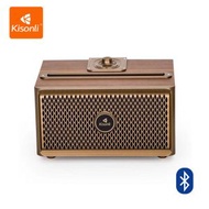 Kisonli - 便攜式木質藍芽喇叭 20W 高品質低音古典音箱連手機支架[深木色] G1 TF/USB/BT/FM
