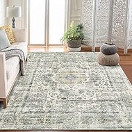 Washable Rugs 9x12 Area Rug for Living Room Boho Carpet Large Oriental Traditional Rug Vintage Medal