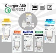 Charger A80 Plus Data Cable Micro USB Fast Charging 3.1A Branded