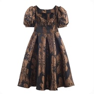 Khaki Puffy Sleeve Midi Dress 80016 (TENC)