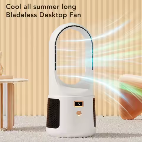 Bladeless Cooling Fan USB Desk Fan 6 Speeds Wind Quiet Portable Bladeless Cooling Fan with Power Dis
