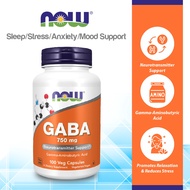 NOW Supplements, GABA (Gamma-Aminobutyric Acid) 750mg, Neurotransmitter Support, 100 Veg Capsules