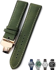GANYUU 20mm 21mm 22mm Leather Watch Strap Black Brown Watch Bands For Rolex For Omega Seamaster 300 For Hamilton For Seiko For IWC For Tissot Bracelet (Color : Green rose, Size : 22mm)