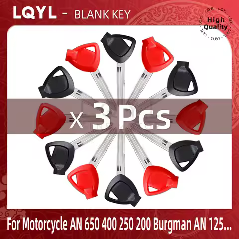 3PCS Blank Key Motorcycle Replace Uncut Magnet Keys For AN200 AN250 AN400 AN650 Burgman AN 125 250 4