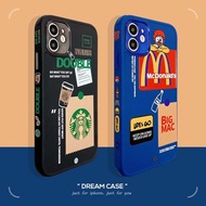 🔥จัดส่งภายใน24ชั่วโมง🔥เคสไอโฟน 13 11 ข้างภาพสลักนูน Blue Mcdonald Starbucks เคส iphone 12 11 pro max Xr Xs X 7 8 plus case นิ่มmini SE2020