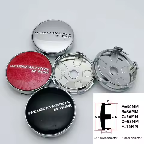 4pcs 60MM 56MM W Work Emotion Logo Emblem Badge Car Wheel Center Caps Wheel Rim Hubcaps Auto Hub Cen
