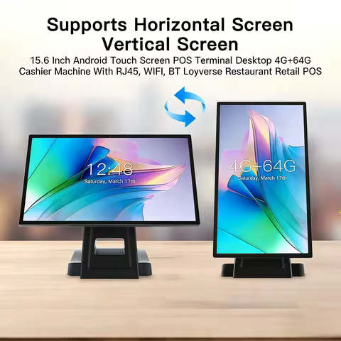 15.6 Inch Android POS Terminal Touch Screen Desktop 4G+64G Cashier Machine RJ45 WiFi BT Loyverse for