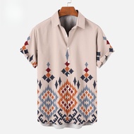 2025 Muslim Badik shirt ethnic retro casual short sleeve top