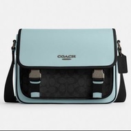 COACH 蔻馳 藍色拼色經典標誌RACER信使包郵差包 專櫃最新款淺藍單肩包斜挎包 Bags