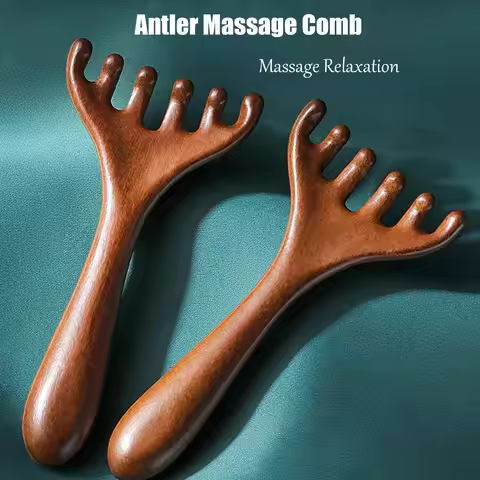 Wooden Meridian Massage Comb Anti-static 6-Claw Head Massager Promote Blood Circulation Body BGua Sh