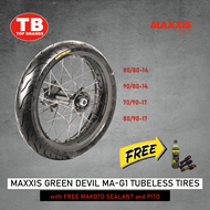 MAXXIS MA-G1 Green Devil Tubeless Tires with FREE SEALANT and PITO [80/80-14 90/80-14] Mio/Beat/Clic