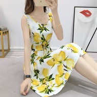 Váy Voan Cotton Cho Nữ Mùa Hè Thanh Lịch Nhỏ Gọn Thắt Eo Thon Gọn Thời Trang Trẻ Trung Họa Tiết Hoa 