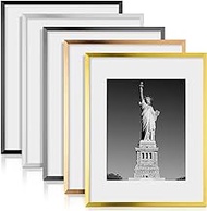 GlikCeil 11x14 Picture Frames Set of 5 Aluminum Picture Frame Wall Mounting Gallery Picture Frames Photo Frames for Wall Display Suitable for 8x10 Matted or 11x14 Without Mat
