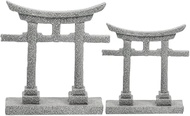 Ciieeo 2pcs Miniature Shinto Shrine Resin Japanese Torii Gate Model Toy Shinto Altar Shelf Mini House Gate DIY Sand Table Landscape for Aquarium