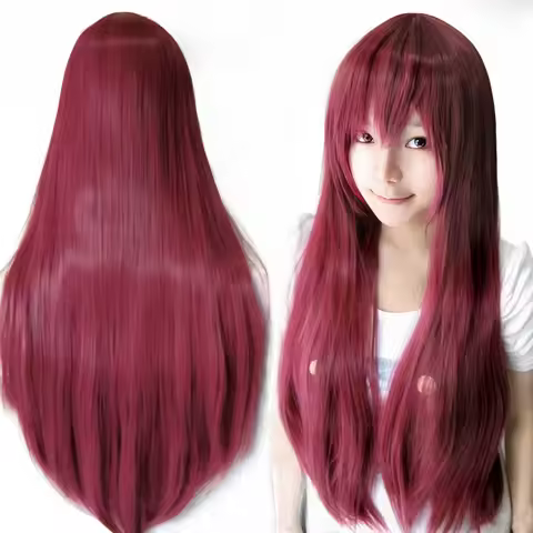 Synthetic Hair Red Straight Long Wig for Anime Cosplay Erza Scarlet Halloween Costume Hair Yoko Litt