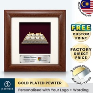 (JS Pewter) Caklempong Gold Plated Pewter | 7" x 7" Solid Frame | Souvenir Alat Muzik Tradisional Se
