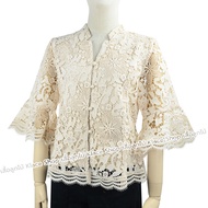 เสื้อลูกไม้ ผ้าลินินแท้ 100% OKI802 ยี่ห้อ In Ka Oil เสื้อลูกไม้ไทย เสื้อผู้ใหญ่ เสื้อผู้สูงอายุ เสื