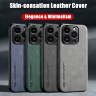 For Apple iPhone 11 12 13 14 15 Pro Max Mini Plus Skin-sensation Elegance Retro Genuine Leather Case