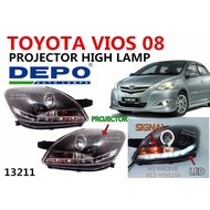 TOYOTA VIOS 2008-2013 HEAD LAMP PROJECTOR + LED DAY LIGHT  DEPO LAMPU DAPAN 车头灯 DAYLIGHT