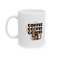 Cream Cute Kitty Depiction Coffee Mug CF Ceramic Mug 11Oz