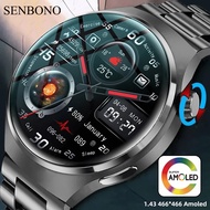 Senbono AMOLED Smart Watch Outdoor Bluetooth Call Smart Watch Sports FitnessTracker Heart Monitor For Android IOS