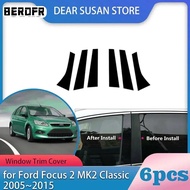 6Pcs Car Pillar Posts Door Window Trim Cover Stickers Decal for Ford Focus Sedan/Hatchback 2005 2006