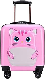 Kids Carry on Luggage with Wheels Girls Travel Suitcase 18 Inch Rolling School Bag for Toddler Children Pink