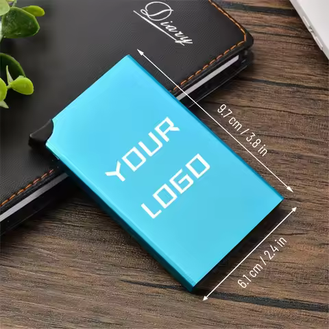 Custom Logo RFID Blocking Pop-Up Card Holder Minimalist Aluminum Men Women Wallet Credit Case Travel