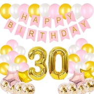 (SG Seller) 30th Birthday Decorations, 30th Birthday Balloon, Pink and Gold Birthday Decorations Set