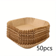 （YYQX） 50pcs/set Air Fryer Disposable Paper Parchment Wood Pulp Steamer Cheesecake Air Fryer Accesso