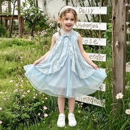 Xie Jinmao Girls Dress Summer Dress French Sweet Princess Dress Children Lace Gauze Fake Two-Piece V
