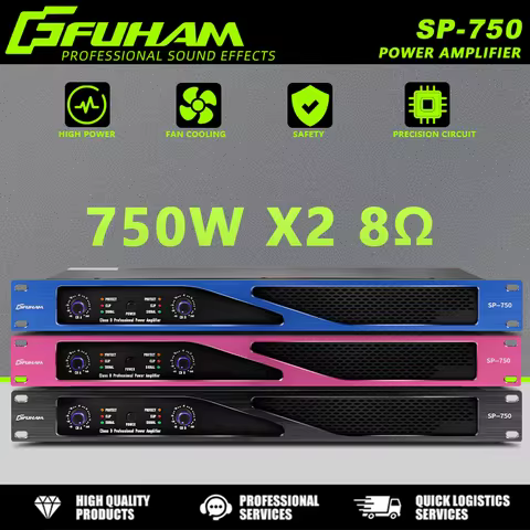 FUHAM SP750 Digital Power Amplifier 750W 8 Ohm 1U 2 Channel Karaoke Stage Audio Microphone Speaker A