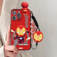 Samsung Galaxy M30 A40S A6 2018 A6S A6 Plus J8 2018 A8 M20 M10 M14 M54 F54 2018 A8S A8 Plus 2018 Cute Cartoon Iron Man Phone Case with Holder Doll and Lanyard