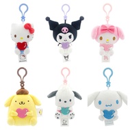 Kuromi DOCK Keyring Kitty Purrin Sanrio พวงกุญแจตุ๊กตาการ์ตูนตุ๊กตาตุ๊กตาผ้ากำมะหยี่สัตว์จี้ห้อยกระเ