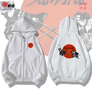 T Trendy House Sunset Samurai Hooded Zipper Jacket Clothes Long Sleeve Top Japanese Style Bristles C