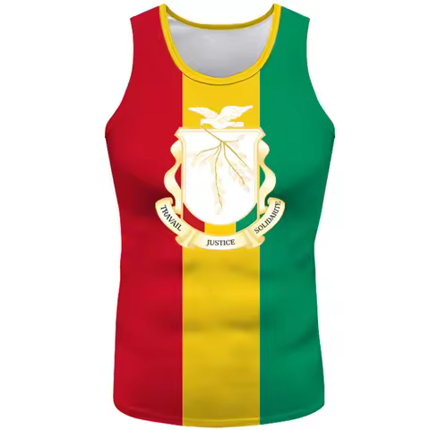 Guinea Vest Diy Free Custom Name Gin Sleeveless T-shirt Nation Flag Country French Gn Guinean Republ
