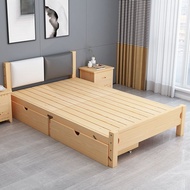Solid wood bed Storage Bed Frame 1.2-1.8m household double bed master bedroom economy Solid Wooden Foldable Bed Single Bed Frame Bed Frame Bed Frame With Mattress Tatami Bed Frame