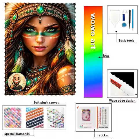 【Davicillo91 Diamond Art】Mujer de plumas Resin FD &AB &CR & MT are dazzlingly intertwined With flock