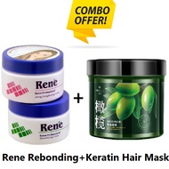 (rene + keratin mask) Rene Hair Strong Straightening Cream + Neutralizer (2x120ML)/Rebonding cream/t